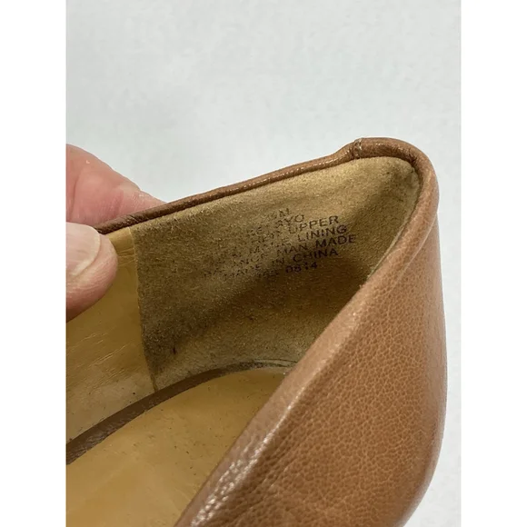 Womans Nine West Slipon Stiletto Pumps 7.5 M Brown Peep Toe - Picture 7 of 10